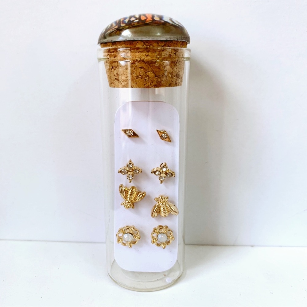 Assorted Post Earrings Gold Tone